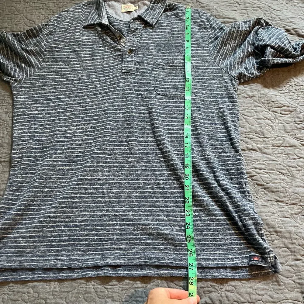 Faherty blue striped cotton polo long sleeve men’s large - Picture 6 of 8